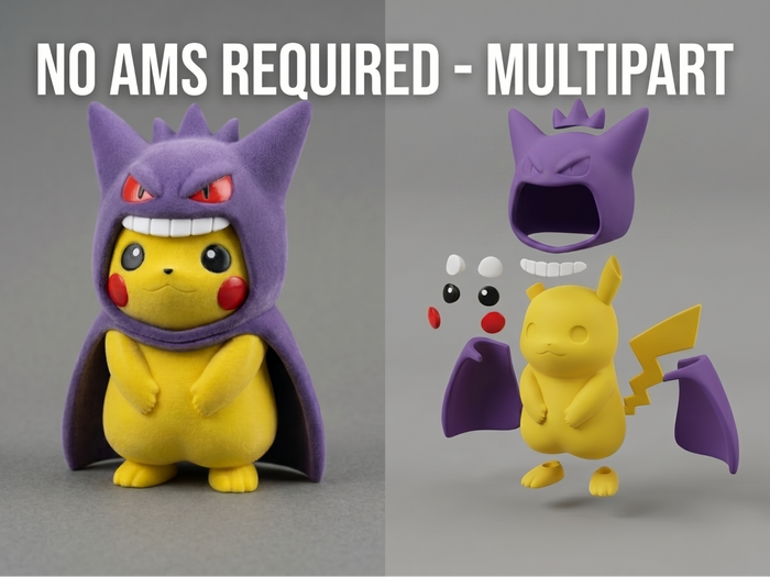 Pikachu Gengar Poncho  Multiparte  SEM AMS