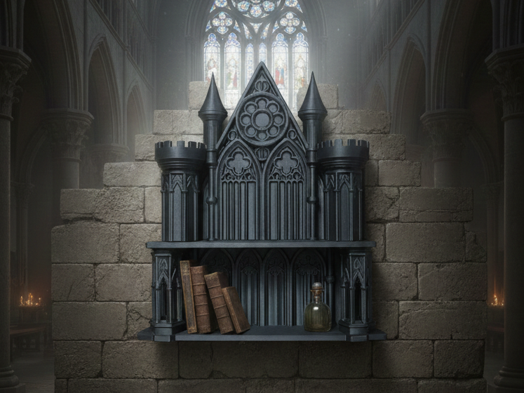 Gothic Cathedral Shelf - Castle Facade Display